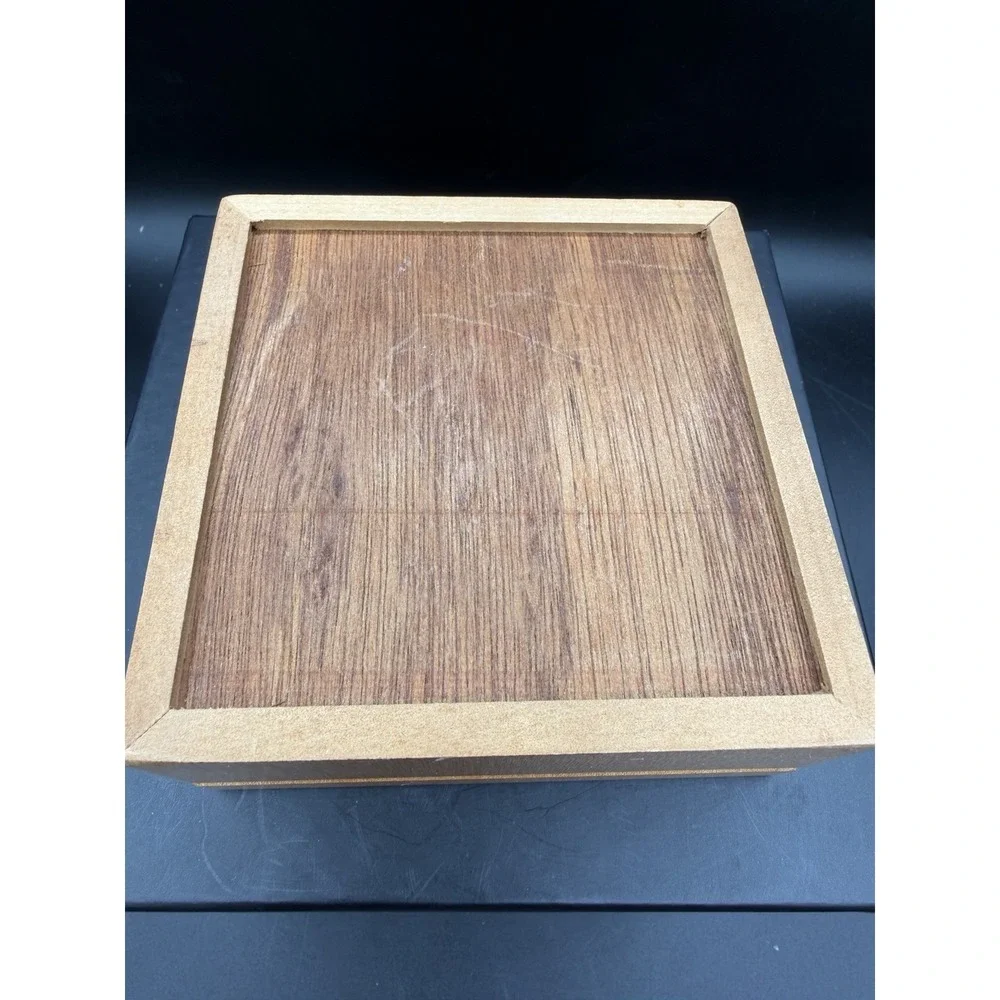 Vintage Square Wooden Trinket /Stash Box with Goose Decal on Lid